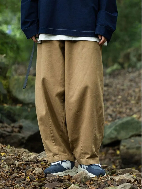Elastic Retro Solid Trousers