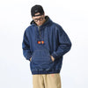 Metro Casual Relaxed Half-Zip Denim Sweatshirt