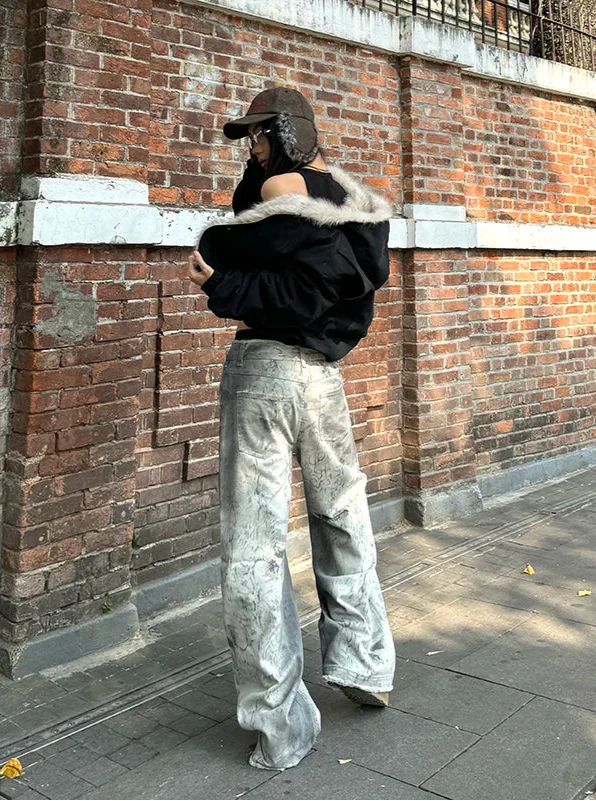 Emo Chic Relaxed Rinse Bell Leg Denim alternatif görünüm