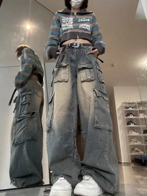 Worn Relaxed Korean Women Street Pants