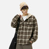 Flannel Hood Colorblock Plaid Oversized Top