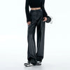 High-Rise Black Leather Trousers