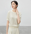 Neck Round Argyle Knit Soft T-Shirt
