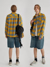 Tartan Contrast Lapel Statement Shirt