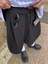 Black Soft Knee-Length Wide Leg Denim Shorts
