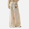 Western Style Double Waistband Dirty Dying Denim