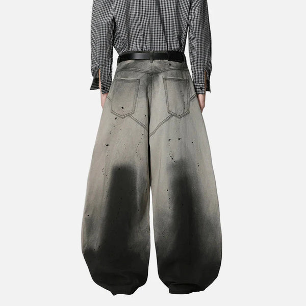 Splash Paint Ombre Color Bell Leg Denim alternatif görünüm