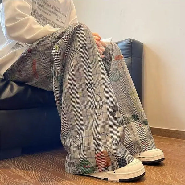 Graffiti Print Wide-Leg