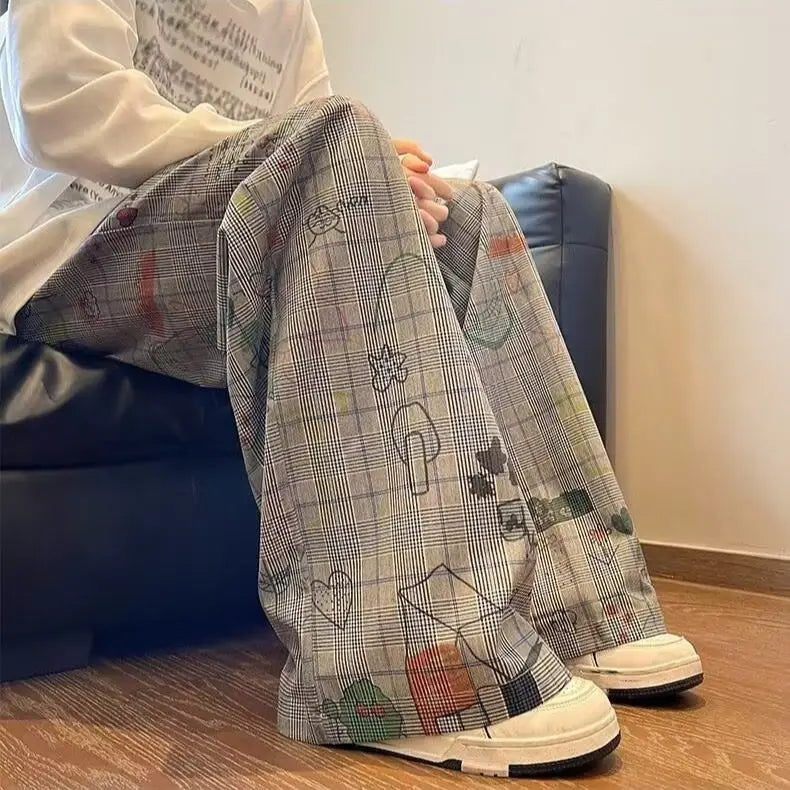 Graffiti Print Wide-Leg