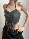 Time-Worn Shadow-Print Drawstring Fairy Camisole T-Shirt