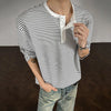 Circa-2000 Horizontal-Lines Breasted Long-Sleeved T-Shirt