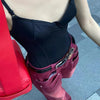 Wine Red Classic European Style Denim