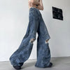 Modern Bell Leg Broken Hole Denim