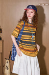 Digital-Age Lightweight Line-Pattern O-Neck T-Shirt