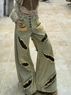 Metro distressed high waist leopard Denim