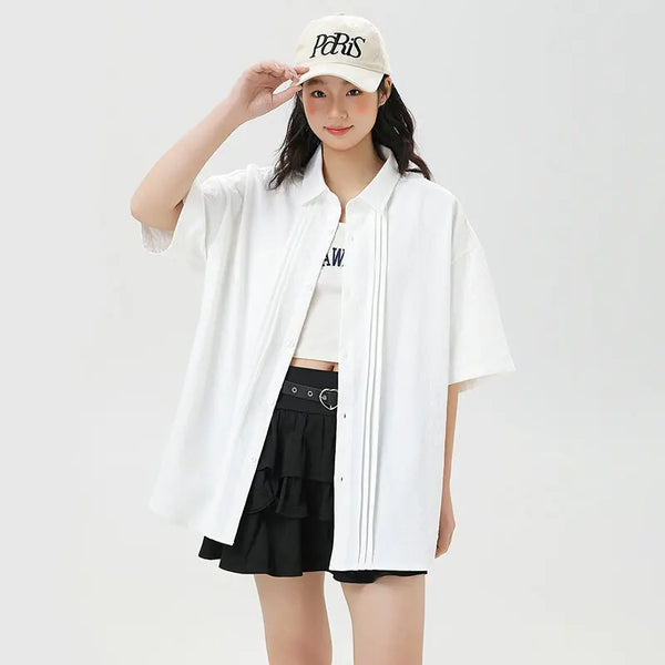 Featherlight Easy Fit Button-Up Top alternatif görünüm