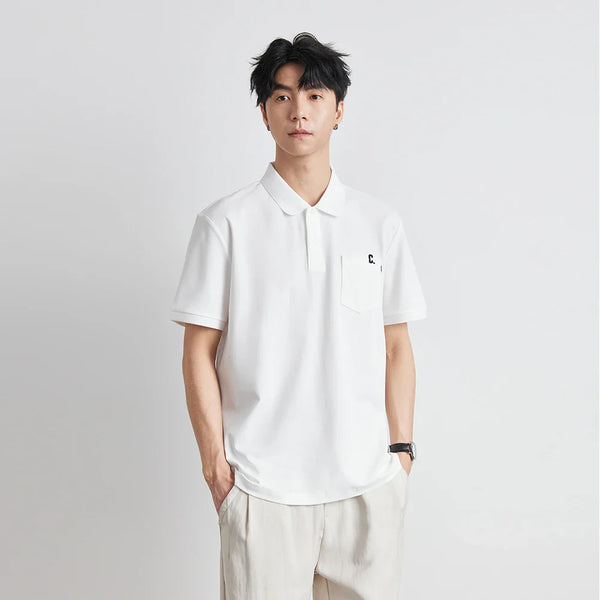 Men's Laid-Back Ventilated High-End Collar-Knit for Warm-Season T-Shirt alternatif görünüm