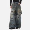 Durable Torn Fake Two Piece Bell Leg Denim