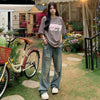 2000s Torn Hole-Knee Relaxed Denim