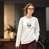 White Needle-Art Illustrated Long Sleeve T-Shirt