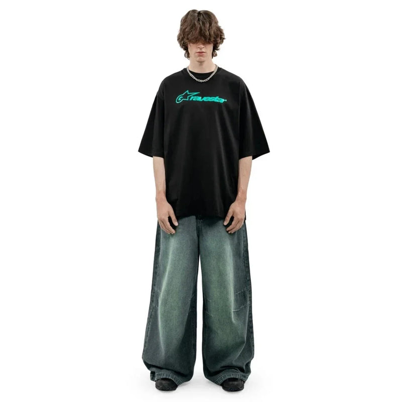 Ravestar Mint Illustrated Letter Print T-Shirt