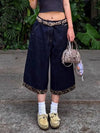 Vintage Leopar Desenli Jean Şort, detay görünüm — Navra Wear