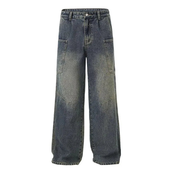Classic Navy Seoul-Style Workshop Street Jeans alternatif görünüm