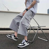 Relaxed Wide Leg Utility Denim Shorts