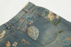 Çiçek Desenli Jean Pantolon, yakın çekim — Navra Wear