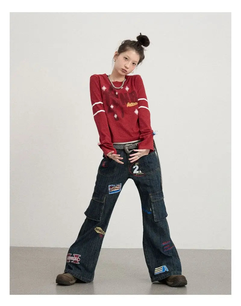 Versatile Slim Fit Letter Patterned T-Shirt