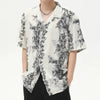 Floral Cuban Collar Retro Casual Top