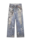 Baggy Zincir Baskılı Jean Pantolon, yakın çekim — Navra Wear