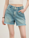 Fringe Hem High-Rise Shorts