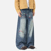 Classic Botanical Stitched Bell Leg Denim