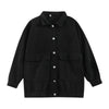 Dark Relaxed Single-Breasted Denim Jacket