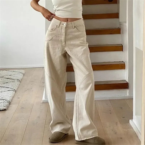 Heritage Beige Relaxed High-Rise Denim