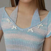Elegant Metamorphosis Sewn-Detail Short Sleeve T-Shirt