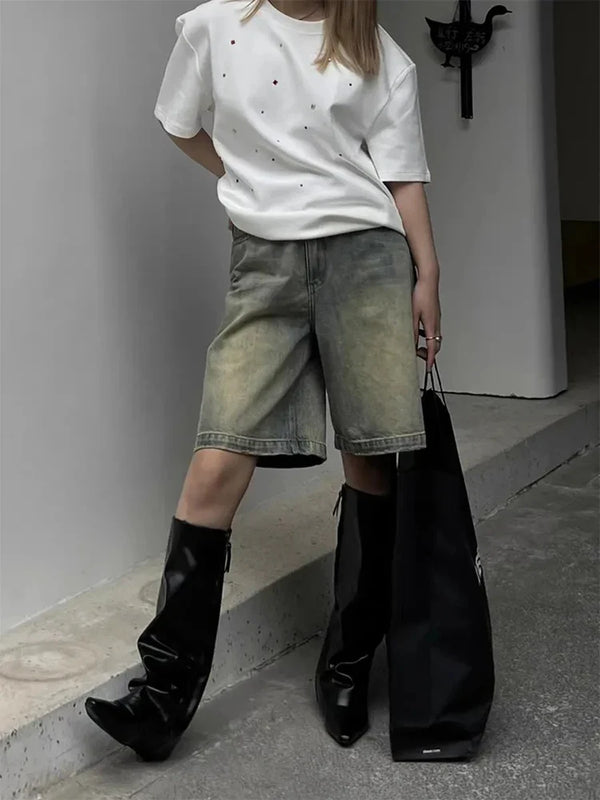 Kuro Knee-Length Denim Shorts