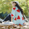 Melon Print Loose Collar Beach Top