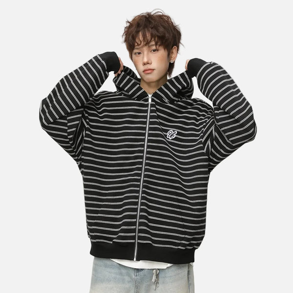 Stripe Stitch Boxy Y2K Hood