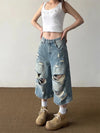 Metro Comfort Faded Wide Leg Denim Shorts