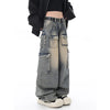 Women Cute Modern High-Rise Bell Leg Blue Denim