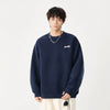 Baskılı Bisiklet Yaka Sweatshirt, model üzerinde — Navra Wear