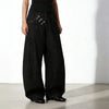 Unisex Black Easy Cut Bell Leg Denim