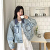 Women Classic Grid Spliced Denim Jacket