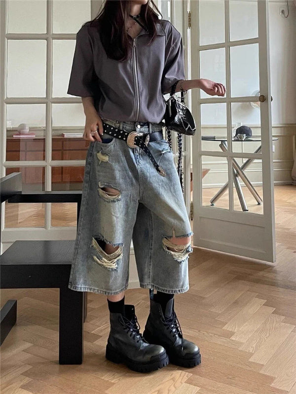 Blown Out Retro Denim Shorts