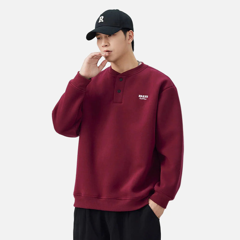 Plush Henley Casual Pullover