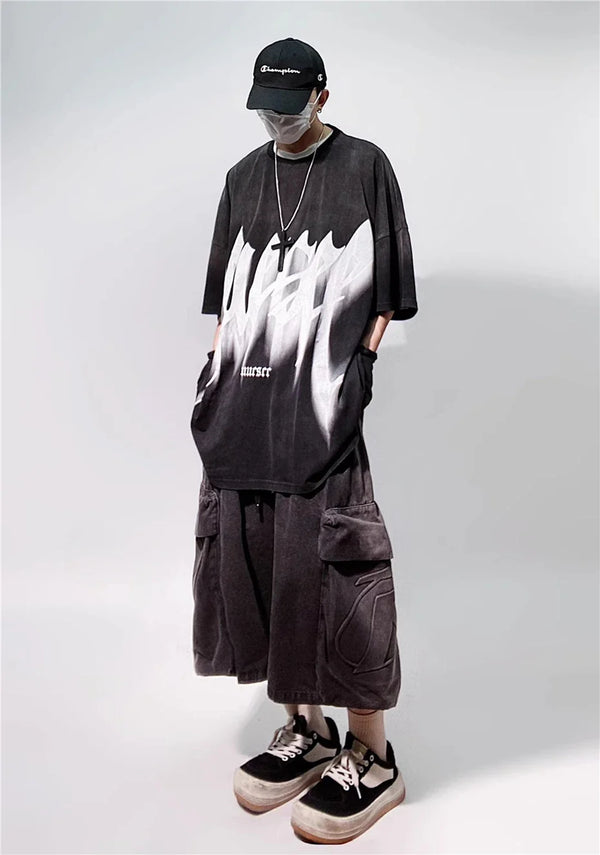Throwback Concrete-Jungle Boxy-Fit Rebel-Cut Print T-Shirt alternatif görünüm
