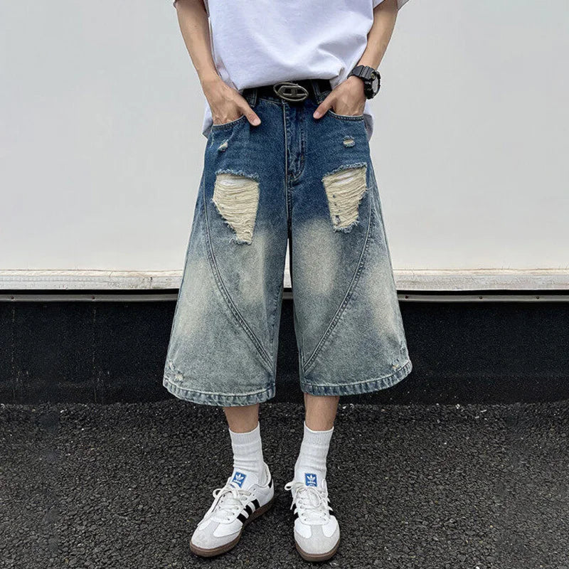 Original Ombre Cozy Vibes Rinse Patched Denim Shorts