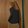 Time-Worn Stripe Knit High Neck Long Sleeve T-Shirt